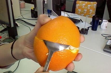 绕着橙子转一圈